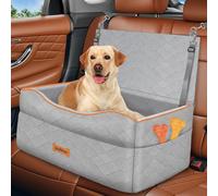 VavoPaw Siège de Voiture pour Chien, Siège d'Appoint Imperméable pour Chien avec Laisse de Sécurité, Sièges Arrière Amovible pour Moyenne ou 2 Petits Chiens de Moins de 50 Livres, Gris