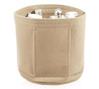 VAVPUP Insert de portefeuille en feutre, rond, léger, pour sacs à main, avec compartiment, 20 x 20 x 20 cm, seau portable pour sacs de voyage, organiseur rond de sac (beige)
