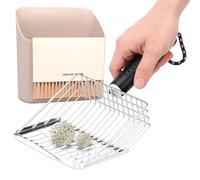 VAVPUP Kit de pelle à litière pour chat - En acier inoxydable - Avec petit balai et pelle à poussière - Accessoire polyvalent - Pour sable de terrarium et déchets de reptiles (barres)