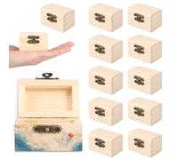 VAVPUP Lot de 12 petites boîtes à bijoux en bois, faciles à transporter, mini coffre au trésor en bois avec fermoirs et charnières en métal vintage, idée de bricolage pour la maison (A)