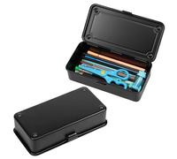 VAVPUP Lot de 2 boîtes à outils avec couvercle, boîte de rangement multi-usages en fer, 20 x 10,5 x 5,5 cm, mini boîtes rectangulaires en métal, organiseurs en métal pour scrapbooking et tampons (noir