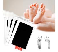 VAVPUP Lot de 4 kits d'empreintes de pieds et de mains de bébé - Kit d'impression de pattes de chien - Sans encre - Kit de pression de nez - Tampon tactile propre - Tampon encreur pour empreintes de