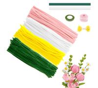VAVPUP Lot de 400 cure-pipes flexibles - Ne se décolore pas facilement - Accessoire de bricolage pour fleurs, projets de bricolage et décorations (rose)