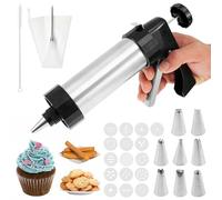 VAVPUP Presse à pâtisserie pour biscuits, Machine à biscuits en acier inoxydable avec 16 gabarits, 8 embouts et brosse de nettoyage, Gadgets multifonctionnels pour la cuisson de churros, biscuits