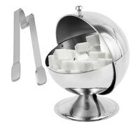 VAVPUP Sucrier en acier inoxydable avec couvercle à roulettes, réutilisable, en forme de boule, avec clip, pour la maison, la cuisine, le café, le bar (argenté)