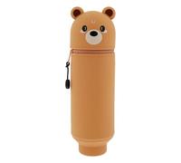 VAVPUP Trousse d'écolier, 2 en 1, en silicone souple, joli porte-crayons avec motif animal, grand porte-crayons de table, trousse extensible avec fermeture éclair, unisexe, a, Trousse d'écolier
