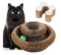 VAWSVOCS Kitty Spin Griffoir en Carton Ondulé Multifonction avec Balle et Clochette,Jouet Interactif pour Chat Kitty Interieur Cat Toys Accessoire,Adapté à Tous Les Âges de Chats (B)