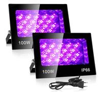 VAYALT 2 Pcs 100W UV Lumière Noire, IP66 Étanche Lumiere Noire Led, 395-405nm Lumière Noire Ultraviolet, pour Soiree Fluo Party, Body Painting, Disco, Bar, Aquarium, Halloween, Éclairage de Scène