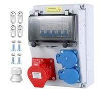 VAYALT Tableau Électrique 16A, Coffret Électrique de Chantier 230V, 2 x 16A Schuko+ 400V 16A CEE avec Disjoncteur, Boîtier étanche IP66, Coffret de Chantier pour Ateliers-Répartiteur Mural pré-câblé