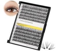 Vayator Lot de 200 faux cils en vison 10 + 12 mm 12 + 14 mm naturel 3D volume russe 20D Maquillage (16 mm + 18 mm mixte) Noir