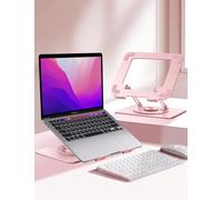 VAYDEER Support Ordinateur Portable Ajustable avec Base Rotative 360° et Design Pliable - Rehausseur Ergonomique Compatible avec MacBook, Dell, HP et PC Portables 10-17,3" (Rose)