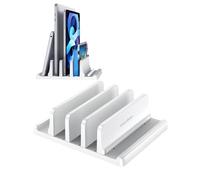 VAYDEER Support vertical pour ordinateur portable à 3 fentes fabriqué en plastique ABS, design 5 en 1, organiseur de bureau réglable qui économise de l'espace pour tous les MacBook/Chromebook/Surface