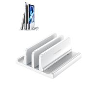 Vaydeer Support vertical pour ordinateur portable pour bureau, organisateur à deux emplacements en plastique avec conception 4-en-1 peu encombrante, support réglable pour ordinateur portable