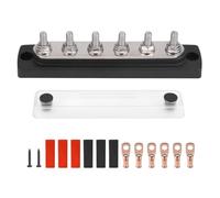 VAYEODEYU Bloc de Distribution d'énergie en cuivre multicolore, goujons terminaux M6, barre omnibus 150A 48V 4/6 voies(6Way BLACK)