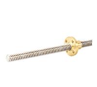 VAYEODEYU Écrou pour vis de plomb à bride, Vis trapézoïdale T8 en acier inoxydable 304, pas et pas multiples, 100-800 mm, lot de 1, avec écrou en laiton(Pitch 2mm Lead 4mm,400mm)