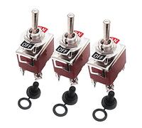 VAYEODEYU Interrupteur de transfert, Interrupteur à bascule avec couvercle étanche, lot de 3, DPST, 4 broches, ON/OFF, 15 A, 250 V, 20 A, 125 V, for 12 mm