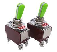VAYEODEYU Interrupteur de transfert, Lot de 2 interrupteurs à bascule 20 A 125 V CA DPST 4 broches marche/arrêt en acier inoxydable(SPST 2 Terminal ON/OFF)