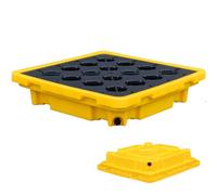 VAYEODEYU Plateau de Confinement des déversements Drain modulaire empilable Poches for Chariot élévateur Jaune Noir Tailles(67 * 67 * 15cm)