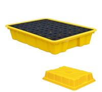 VAYEODEYU Plateau de Confinement des déversements Drain modulaire empilable Poches for Chariot élévateur Jaune Noir Tailles(66 * 36 * 12cm)