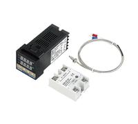 VAYEODEYU Régulateur de température, Kit de contrôleur de température PID REX-C100 avec relais SSR thermocouple type K et dissipateur thermique en aluminium, lot de 4(Dn Berm-1 D4825-al)