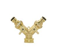 VAYEODEYU Séparateur de Tuyau d'arrosage en Laiton de 3/4 Pouces, 2 Voies, Type Y, Or for Robinet d'extérieur(Gold C)