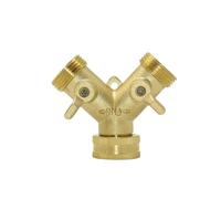 VAYEODEYU Séparateur de Tuyau d'arrosage en Laiton de 3/4 Pouces, 2 Voies, Type Y, Or for Robinet d'extérieur(Gold A)