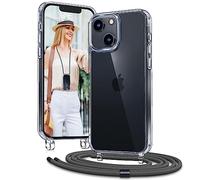 Vaykwo Lanyard Coque pour iPhone 13/iPhone 14 6.1'', Coque avec Tour de Cou Réglable pour iPhone 13/iPhone 14, Protection Complète à 360 Degrés Transparente avec Tour de Cou, Gris