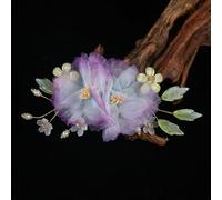 Vayliro Accessoires pour cheveux avec fleurs en tissu - Sans clips - Accessoires de cheveux - Accessoires floraux à faire soi-même - Coiffe de mariée pour fête, plage, mariage - 1 pièce - Bleu violet