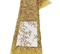 Vayliro Tissu en tulle de 1 mètre de largeur 120 cm avec broderie à paillettes motif branche paillettes dentelle tissu décoratif tissus brodés tissu pour vêtements DIY robes de soirée, robes de mariée