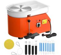 VAYOTOY Tour de Potier,25CM 350W Tour Poterie Kit Electrique de Pédale avec Bassin en ABS Amovible et Plateau Tournant de Machine à Tour Outil d'argile pour Céramique DIY Bricolage