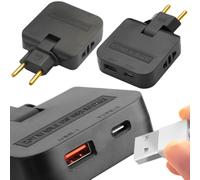 VAZCAN® - Prise plate 4 en 1, 2 sorties standard européennes et 2 USD, une mini et une autre normale, vous ne serez pas à court de charger quoi que ce soit