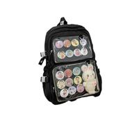 VAZZIC Joli Sac à Dos for Femme, Kawaii Daypack Bookbag Itabag fenêtre Transparente for épingles Cosplay Usage Quotidien (Color : Black, Size : 12.2 * 5.1 * 17.3in)