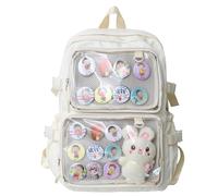 VAZZIC Joli Sac à Dos for Femme, Kawaii Daypack Bookbag Itabag fenêtre Transparente for épingles Cosplay Usage Quotidien (Color : White, Size : 12.2 * 5.1 * 17.3in)