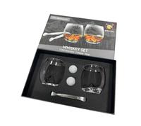 VB VIN BOUQUET FI 1552 SET Coffret whisky premium avec verres design montagne 360 ml, 2 pierres de granit réfrigérantes, pince en acier inoxydable, présentation dans un coffret cadeau