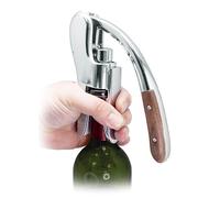 VB VIN BOUQUET FID 1535 Tire-bouchon à levier chromé avec manche en bois, mécanisme professionnel, boîte cadeau