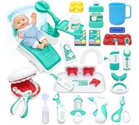 VBACALA 29 Pièces Malette Docteur Enfant, Jouets de Dentiste, Trousse de Médecin 3 Ans et Plus, Jeux de Rôle Ensemble de Jouets, Garçons et Filles (Vert)