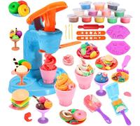 VBACALA 34PCS Salon de Glace Outils de Pate à Modeler Presse à Modeler,Accessoires de pâteà Modeler Set de pâte àmodeler pour Enfants,12 Couleurs Set de pâte a Modeler Intelligent