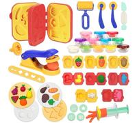 VBACALA 41 Pièces Set de Pâte à Modeler pour Enfants DIY - Livres, Accessoires, Presse, Extrudeuse à Biscuits, Machine à Glace - Fruits, Légumes, Animaux, Outils