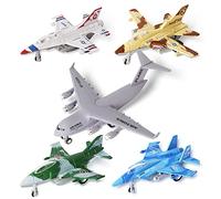 VBACALA 5 Pièces Jouets d'avion pour Enfants, Jouet Avion Militaire, Modèle d'avion en Métal, Avions Jouets de recul, Jouet Cadeau pour garçons de 3 Ans et Plus