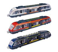VBACALA Alliage Jouets de Train pour Enfants de 3 Ans et Plus Modèles de Train à Grande Vitesse en métal Die-cast, Pack de 3 locomotives Jouets de métro pour Anniversaire Jour des Enfants