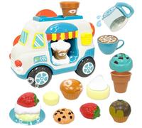 VBACALA Jouets de Bain pour Enfants 3 Ans et plus, Chariot à Glace Machine à Mousse pour le Bain, Crème Glacée&Moules pour le thé de l'après-midi Jouets pour le bain pour Enfants, Cadeaux pour Enfants