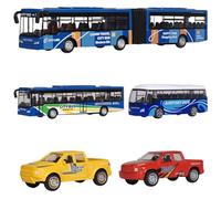 VBACALA Jouets de Voiture Garçon 2 3 4 Ans, 5PCS Bus Jouet avec Pick-Up Truck pour Enfant 3 Ans Cadeau Voiture Jouet avec Fonction de rétraction pour Garçon Enfant