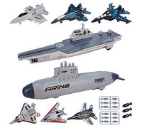 VBACALA Jouets Militaires Navals,Ensemble dejouets Porte Avions pour Enfants, Avions de Combat cuirassés avec Fonction de Repli, jouetsmilitaires U Boat