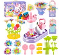 VBACALA Kit Pâte à Modeler Fleurs Enfant 162 Pièces, Machine Licorne 2 en 1 avec Presse Créative, Bouquet DIY avec 12 Couleurs de Pâte à Modeler, Cadeau Enfant dès 3 Ans