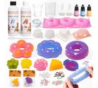 VBACALA Kit Squishy DIY Enfant, 400 ML Silicone Liquide 1:1, Fabriquer Ses Squishies avec 8 Moules, Patte de Chat, Fromage, Étoile, Accessoires Créatifs, Cadeau dès 6 Ans