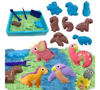 VBACALA Magic Toy Sand pour Enfants,Coffret de Sable Magique Contenant 500 g de Sable,8 Moules à Sable en Forme de Dinosaures,Sable Magique Sensoriel, Jouet de Sable,Cadeau de Noël Garçons et Filles