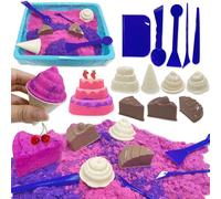 VBACALA Sable Magique pour Enfants, Coffret de Sable Magique avec 500g de Sable, Moules à Gâteaux Glacés en Sable, Jouets Sable Magique Sensoriels en Sable Cadeaux de Noël pour Garçons Filles