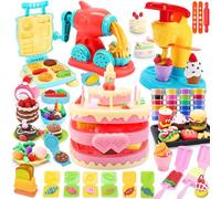 VBACALA73 Pièces Accessoires Pâte à Modeler Set de pâte à Modeler,4 en 1 Pâte à Modeler pour Enfants avec Machine à Glace Machine à Burger Machine à pâtes Machine à gâteau,Pate à Modeler dès 3 Ans