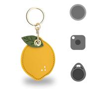 VBANU Joli porte-clés Airtag en cuir pour Apple AirTag, porte-clés, autocollant carrelage (2020), Tile Mate - Étui de protection anti-rayures AirTag avec porte-clés pour portefeuille, sac (citron)