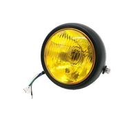 Vbbrswaad Phare LED pour moto Pour CG125 GN125 Phare Rond En Métal 6 Pouces Pour Moto Modification Rétro Coque Noire(Black-yellow-1piece)